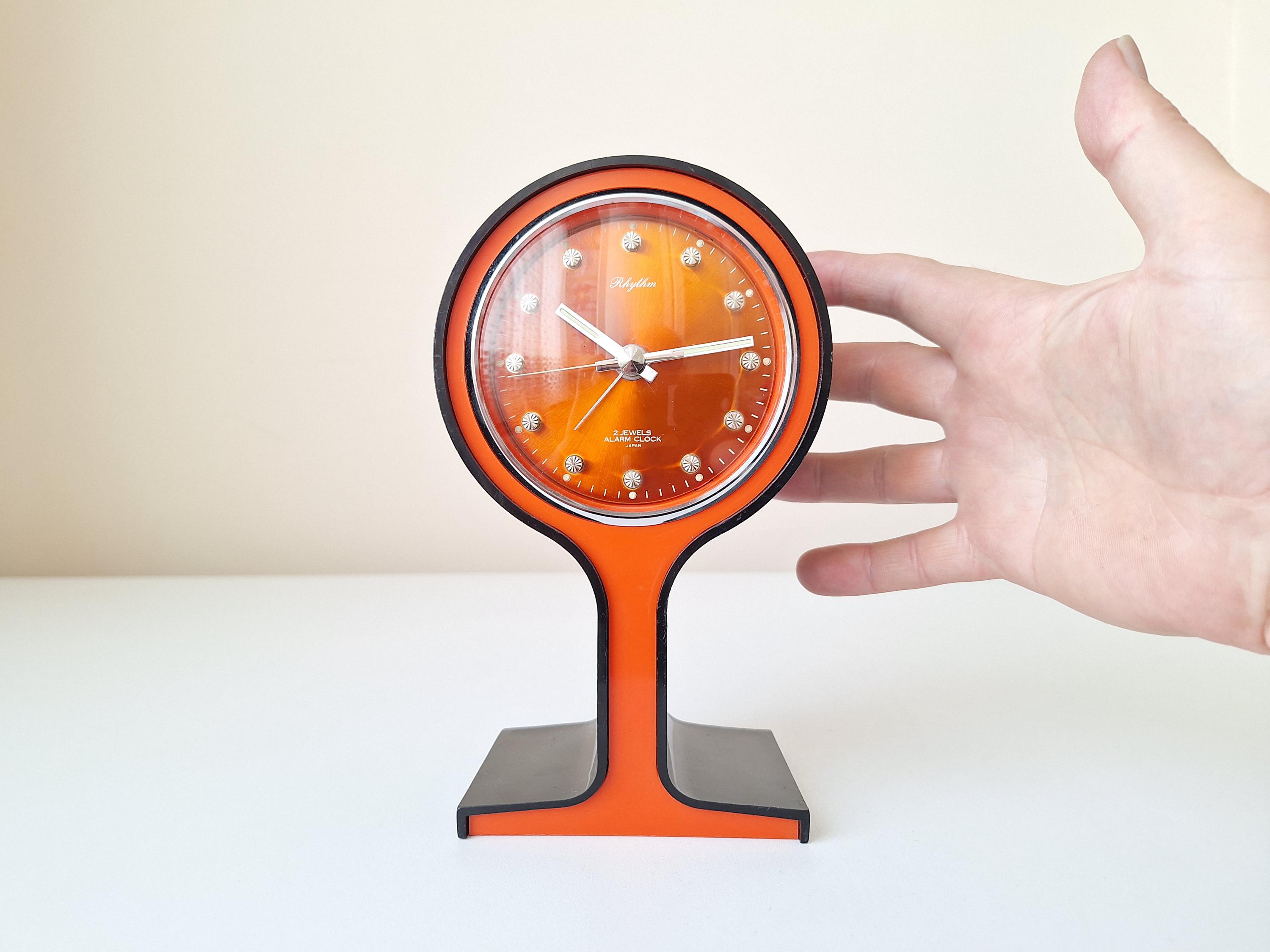 Vintage 1970s Orange Space Age Rhythm Alarm Clock - Japan Made