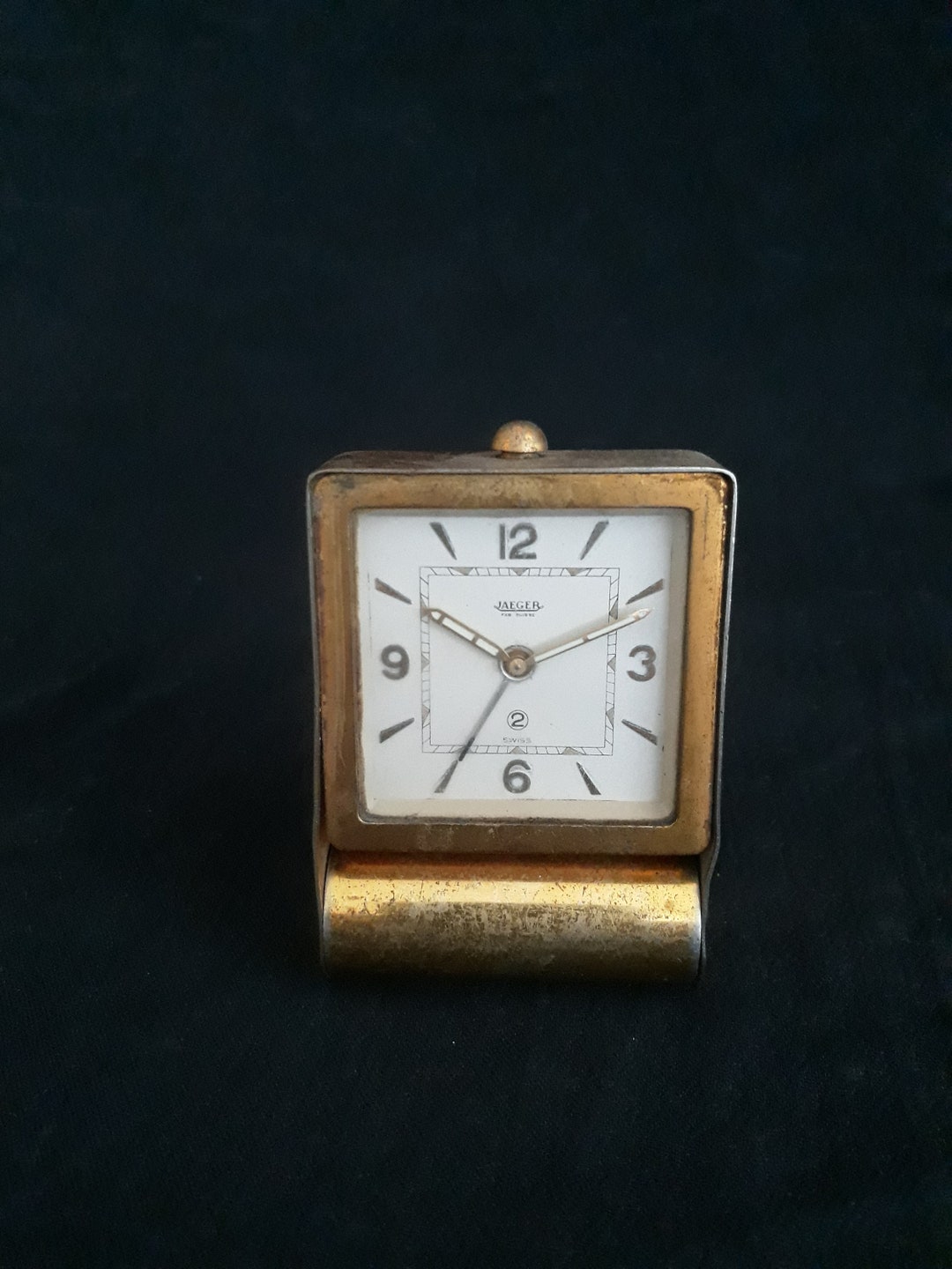 Jaeger Clock, Rare Jaeger Clock, Vintage Jaeger Clock, Desk Clock, Folding Jaeger Clock, Antique
