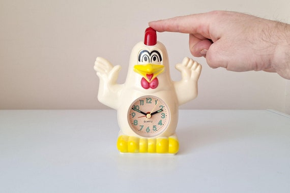 1980年代のヴィンテージチキン目覚まし時計：雄鶏が鳴く - Etsy 日本