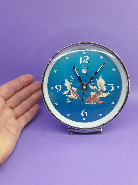 Vintage Fish Clock, Animated Clock, Alarm Clock, Table Clock