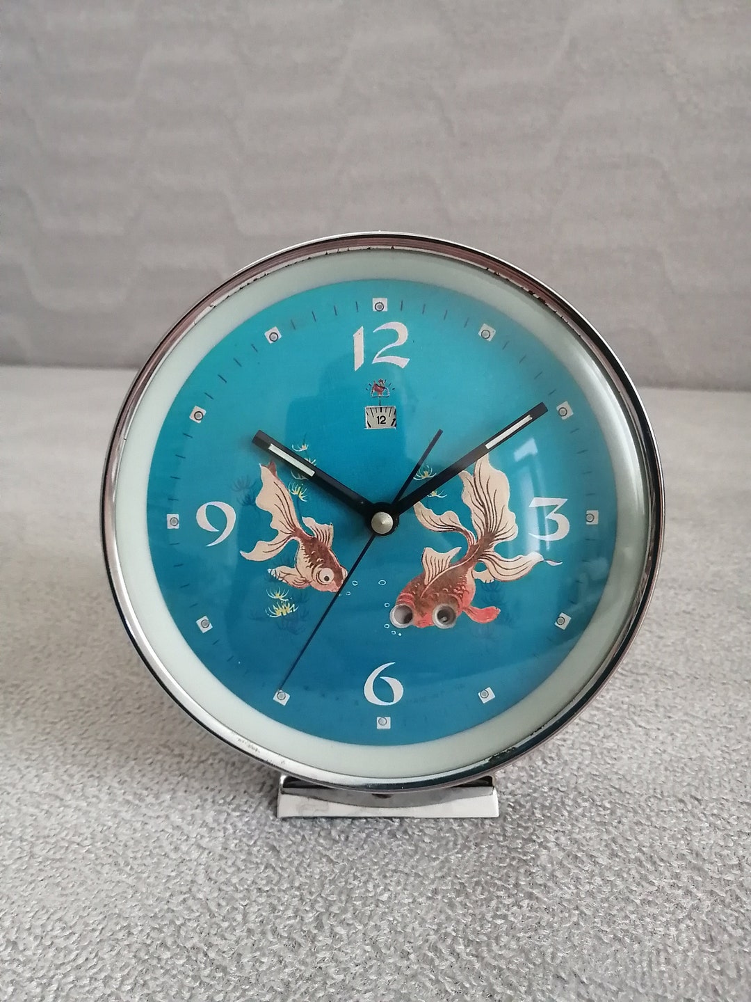 Vintage Clock, Fish Clock, Antique Clock, Clock,table Clock, Fish Table