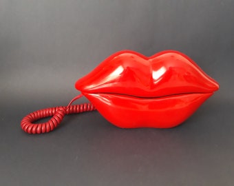 Vintage Lip Phone, Vintage Phone, Home Phone, Telephone, Lip Phone, Red Phone