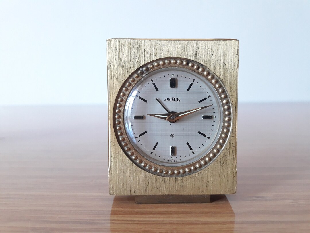 ANGELUS MIDGET 時計 目覚まし 不動、アラームは可動 スイス製 ANGELUS