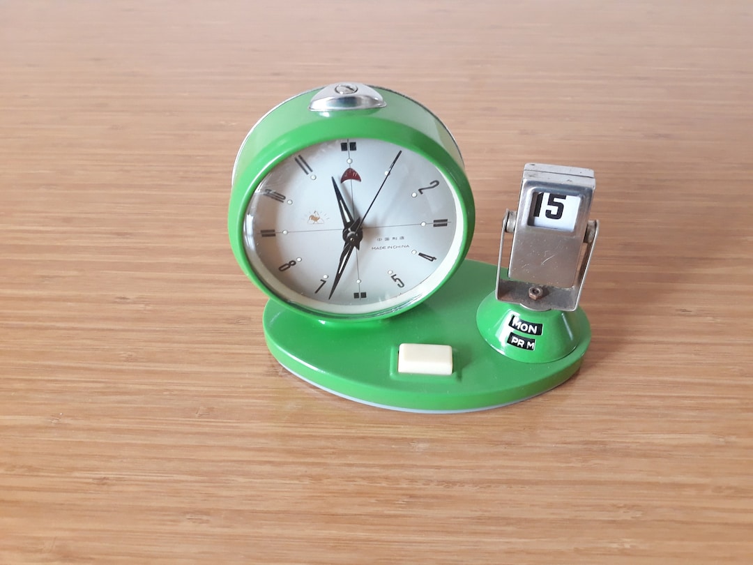 Rare Antique Calendar Alarm Clock, Vintage Clock, Alarm Clock, Calendar