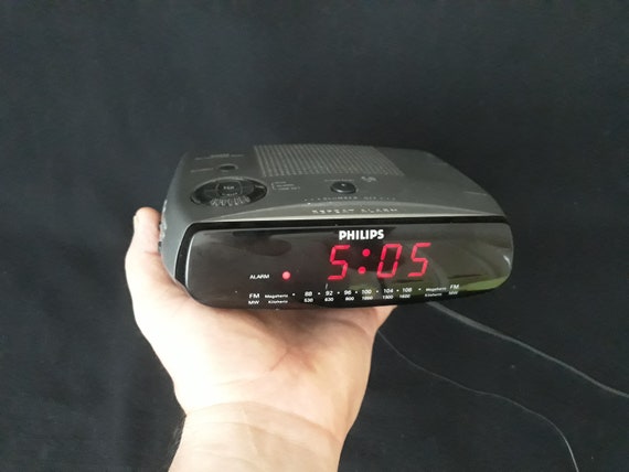 Radio-réveil Philips vintage, horloge radio numérique, réveil