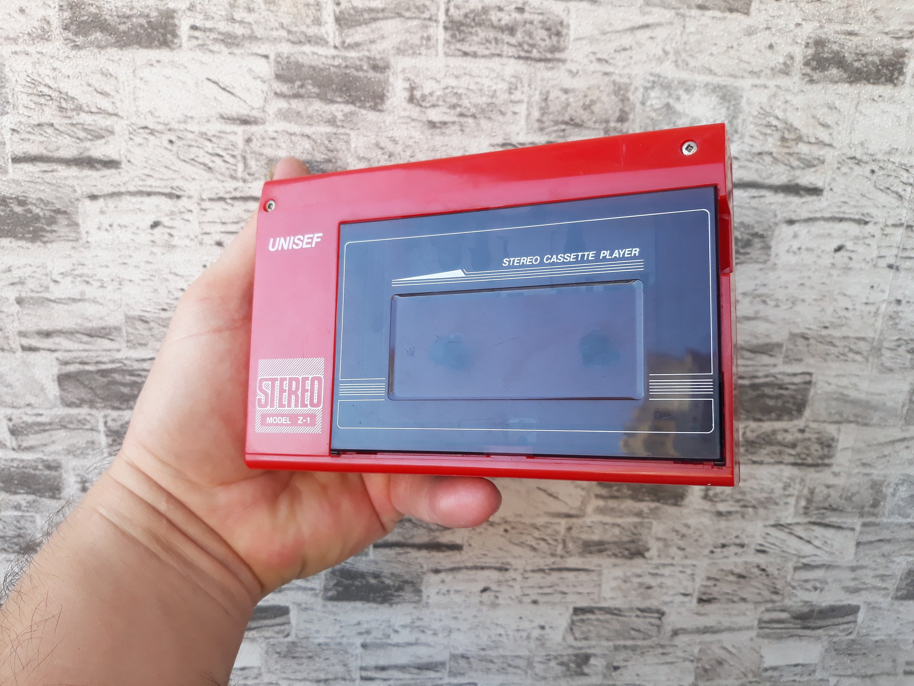 Vintage UNISEF Stereo Walkman: Retro Cassette Player, Made in