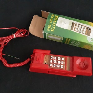 Vintage Red Wall Telephone: 1990s Home Phone