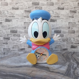 Seltener Walt Disney Donald Duck Wecker, Donald Duck Uhr, Wecker, Vintage Uhr, Tischuhr, Donald Duck, Duck Uhr, Wohnkultur