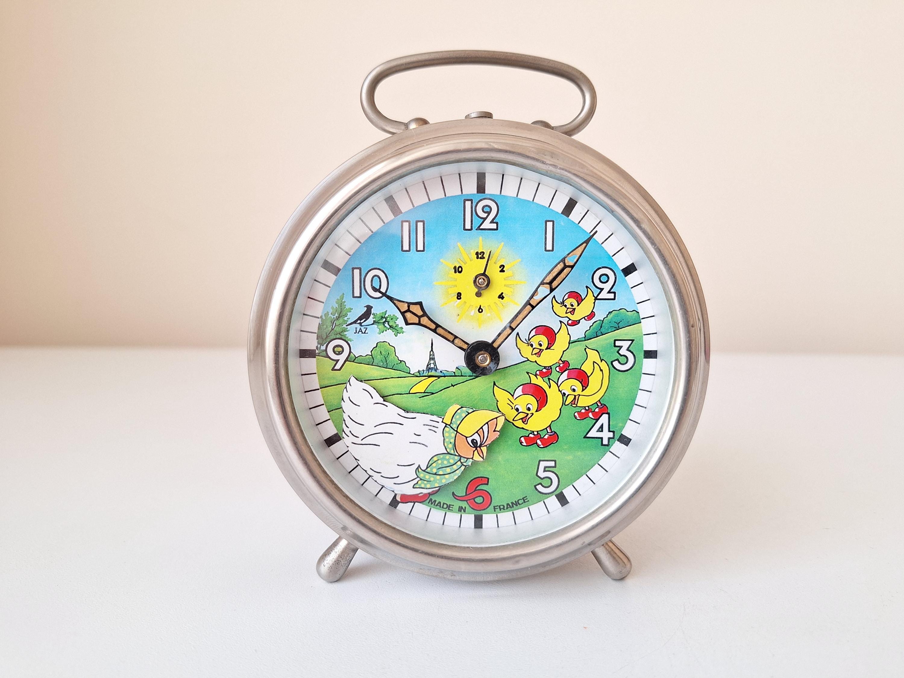 Antique Very Rare French JAZ Chicken Alarm Clock, 1950s Working