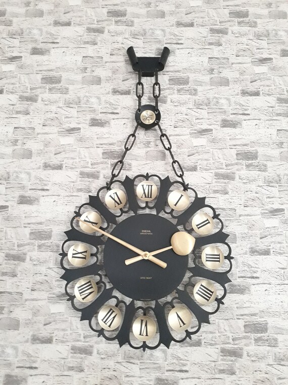アンティーク Diehl 壁掛け時計、ヴィンテージ Diehl 時計