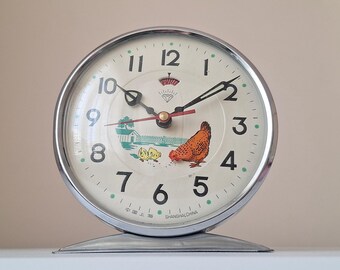 アンティークな1970年代の鶏の目覚まし時計：動く機械式置時計 - Etsy 日本