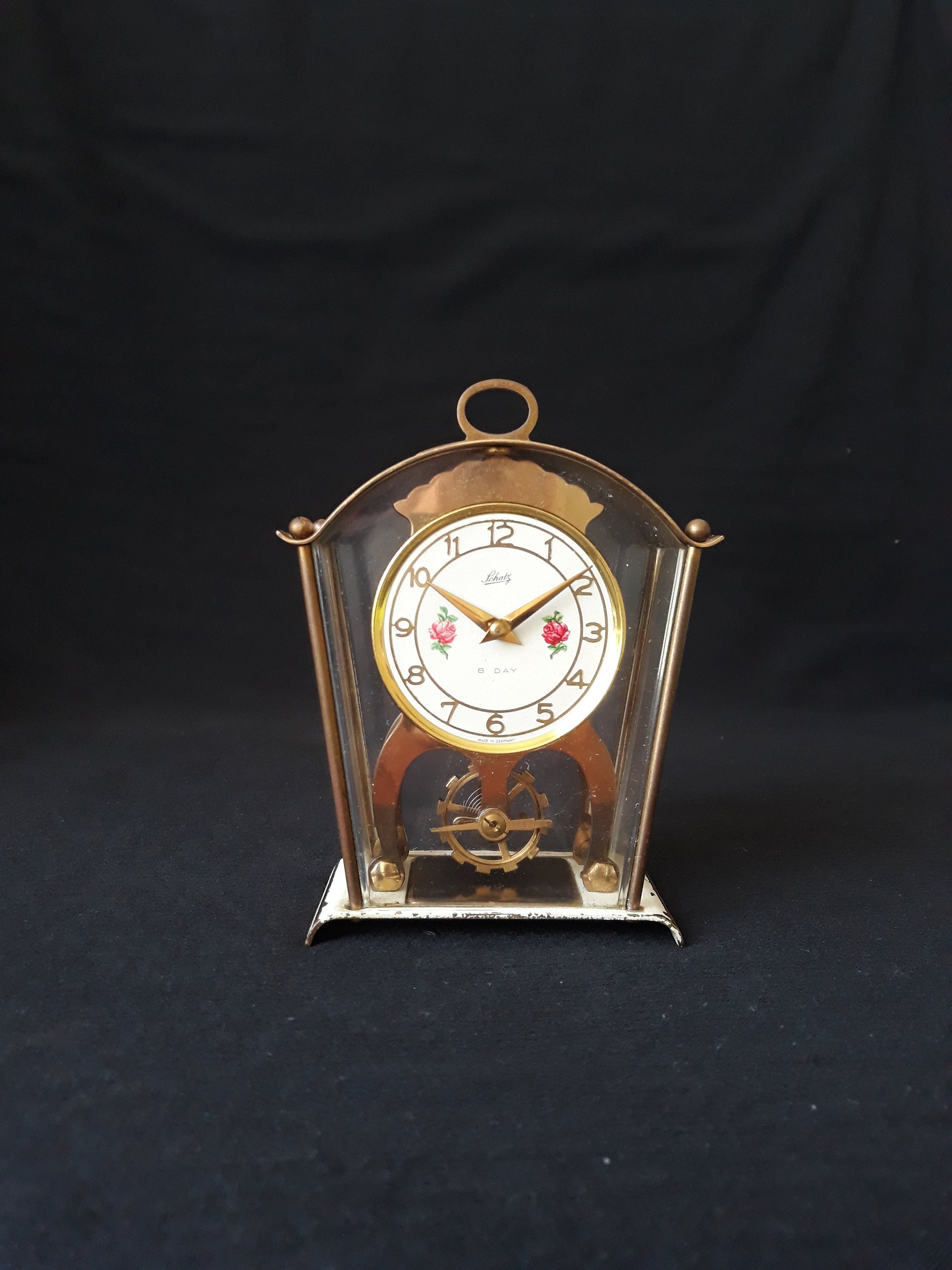 Rare Antique Schatz 8 Day Clock: Mechanical Table Clock, Made in