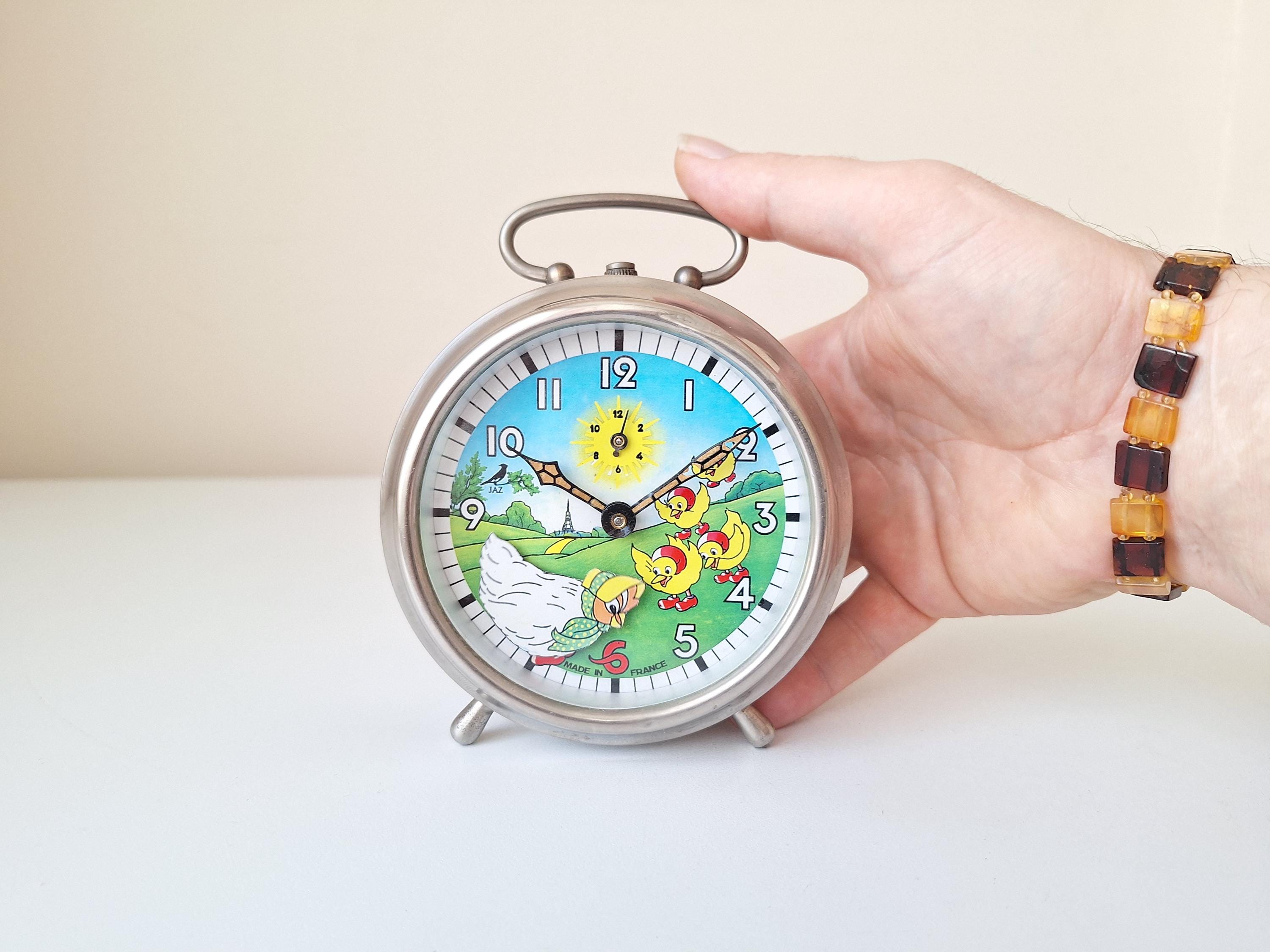 Antique Very Rare French JAZ Chicken Alarm Clock, 1950s Working