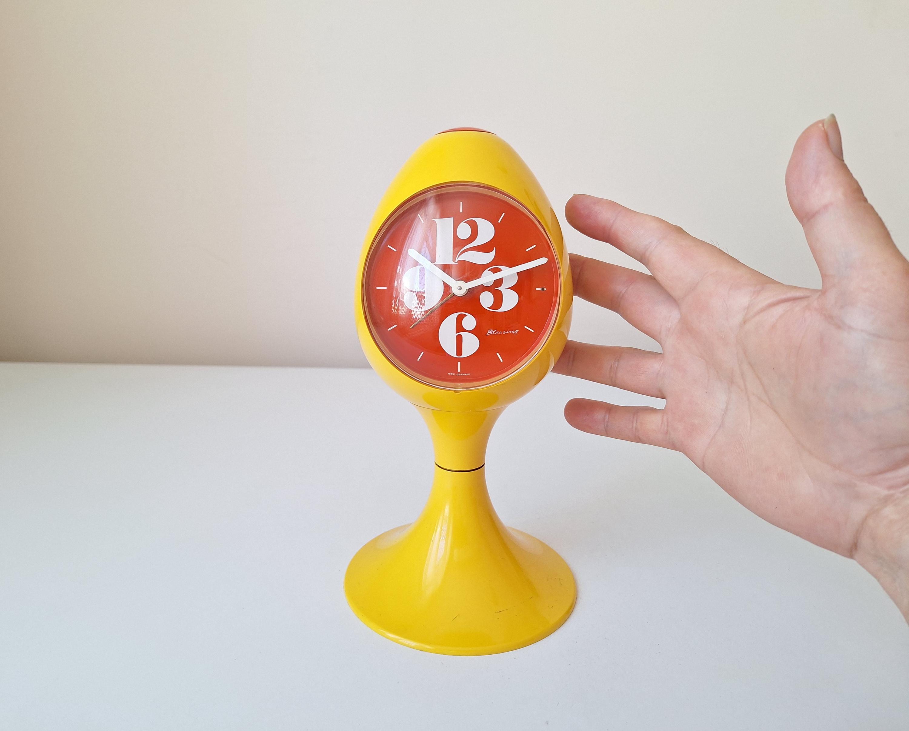 Vintage Yellow Blessing Alarm Clock: Space Age Decor, Made in