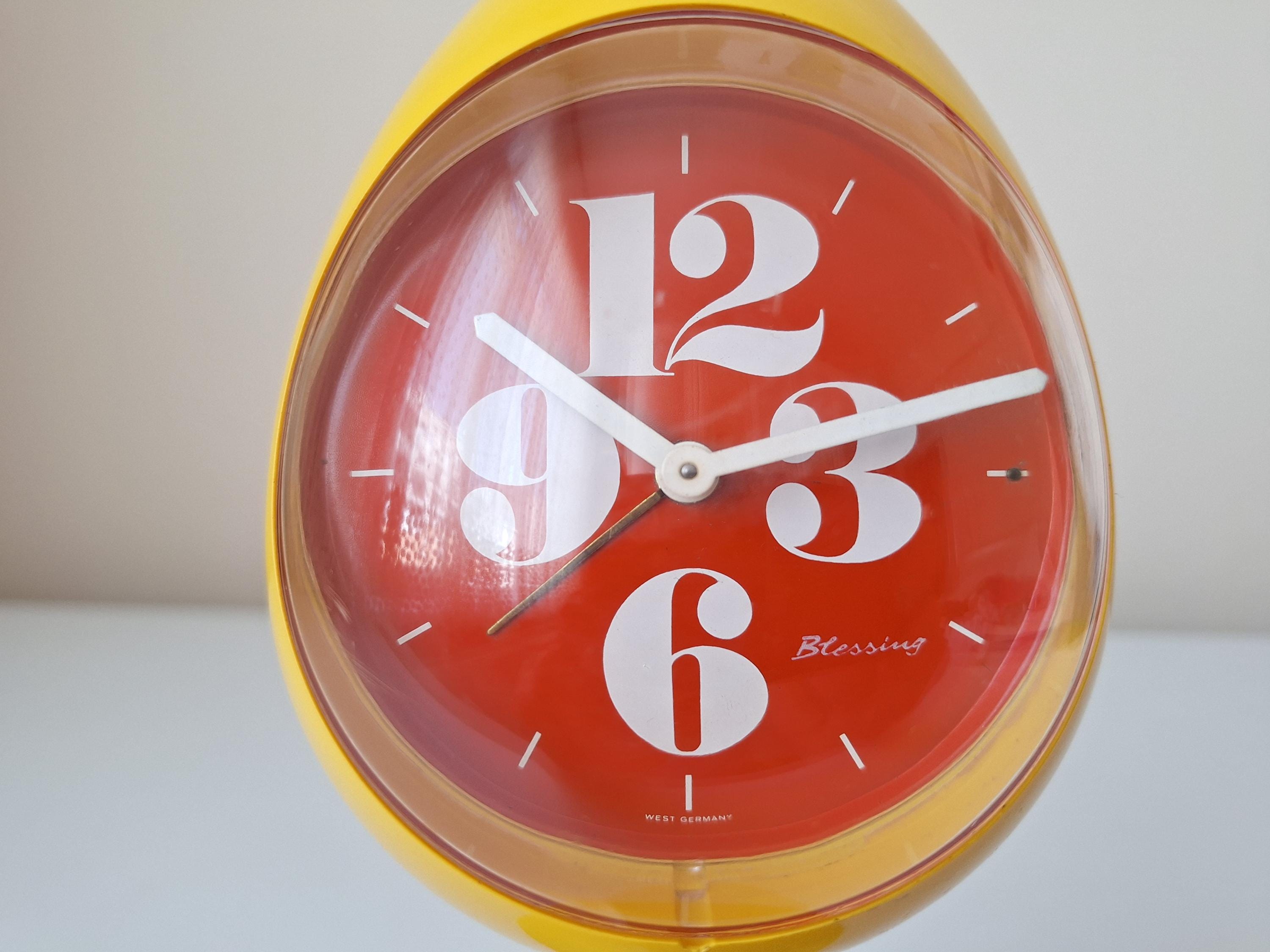 Vintage Yellow Blessing Alarm Clock: Space Age Decor, Made in
