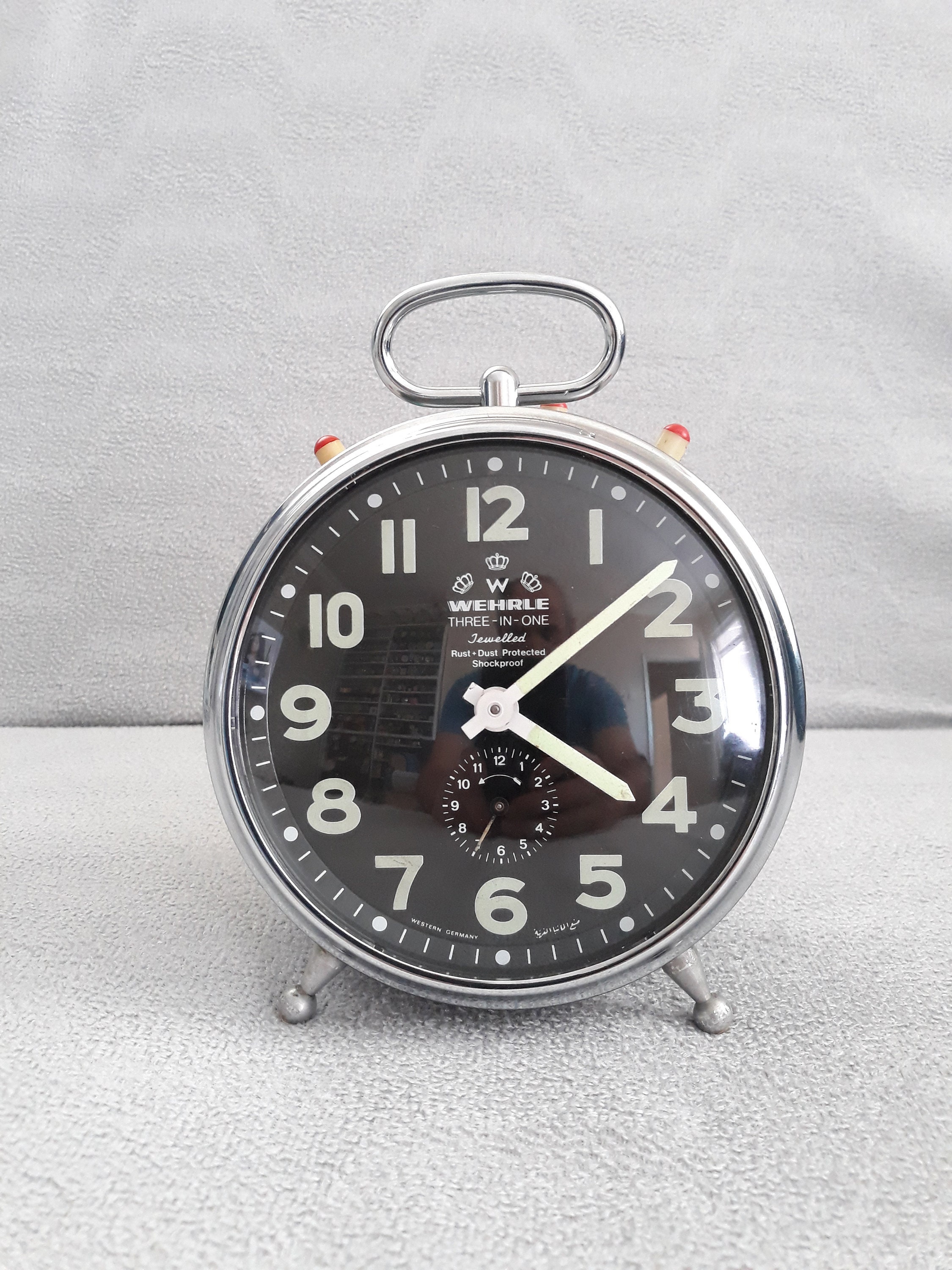 WEHRLE ベル　置き時計 Vintage Wehrle Alarm Clock: Rare Three-in-one Table Clock - Etsy