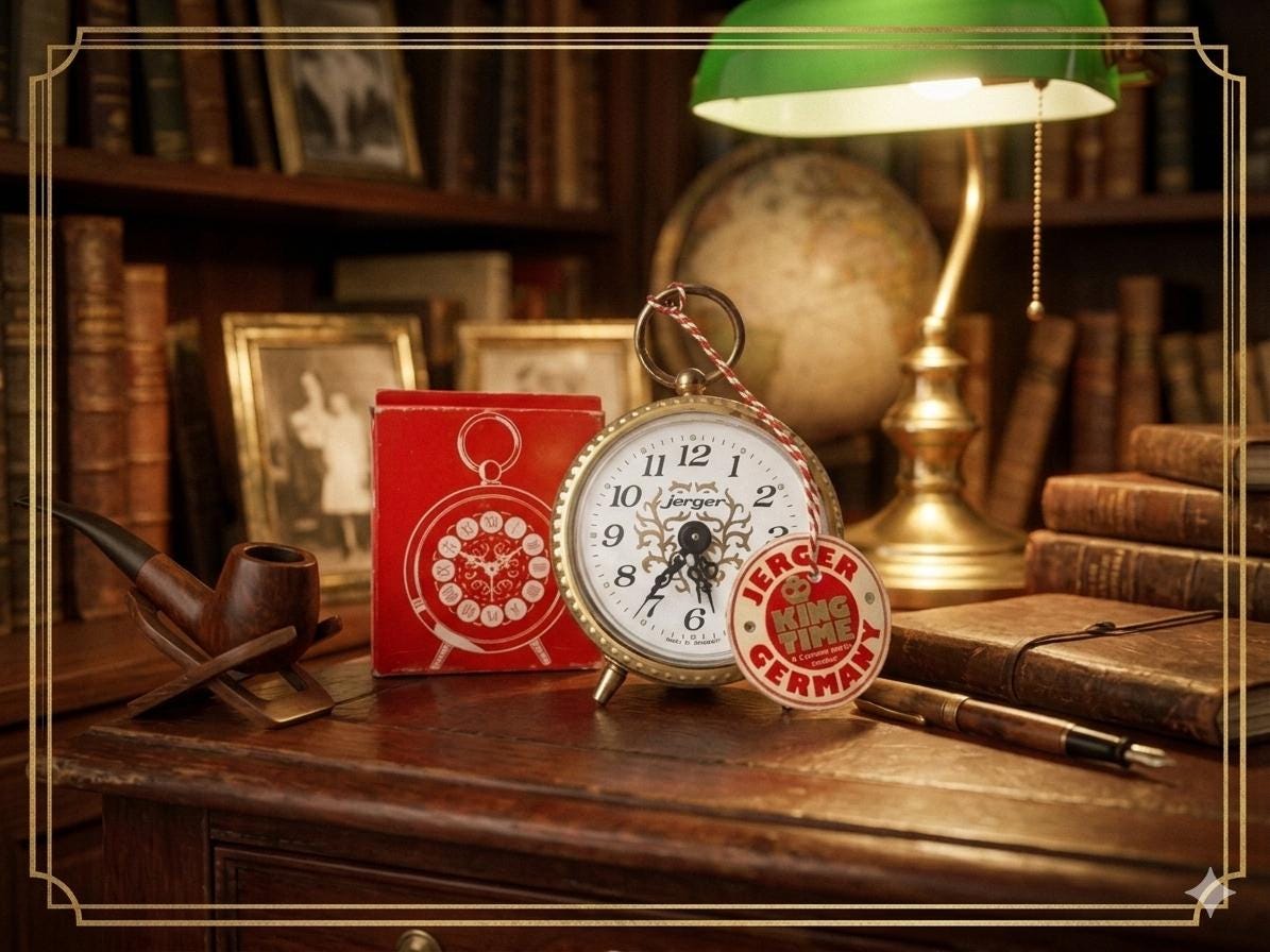 Antique Jerger Alarm Clock: Mechanical Table Clock, Made in