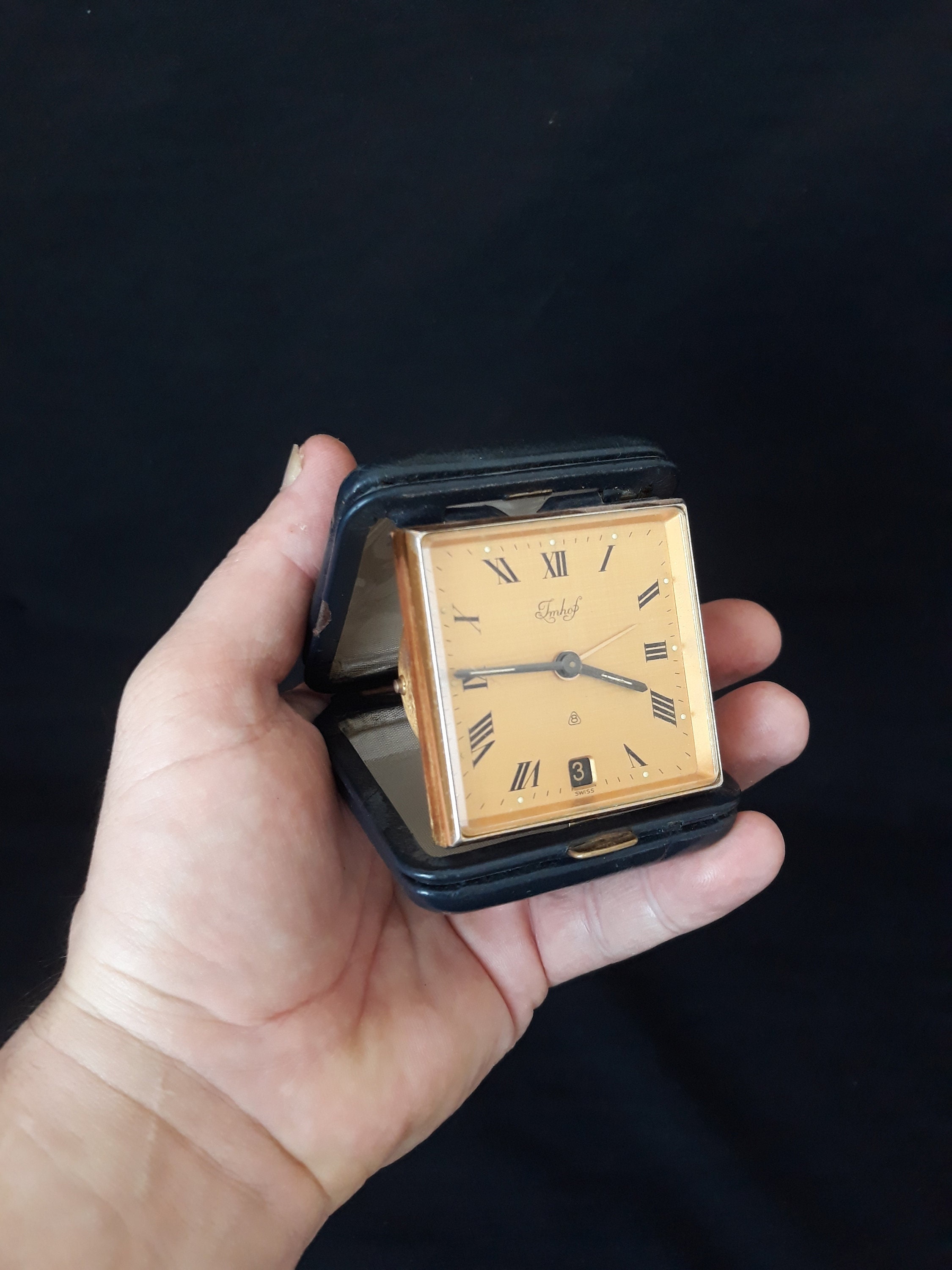 Imhof 置時計 Rare Imhof Calendar Alarm Clock: 1950s Swiss Made 8-day Antique - Etsy