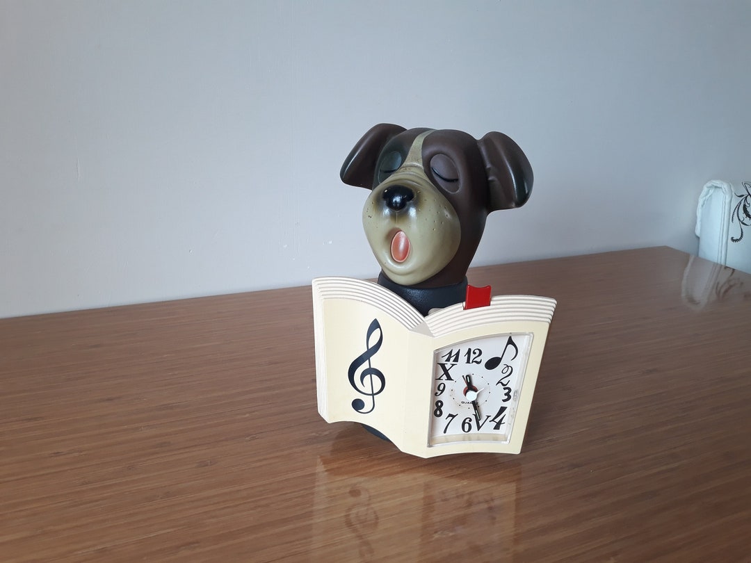 Vintage Rare Dog Alarm Clock, Barking Dog, Dog, Dog Clock, Alarm Dog Clock, Book Clock, Vintage