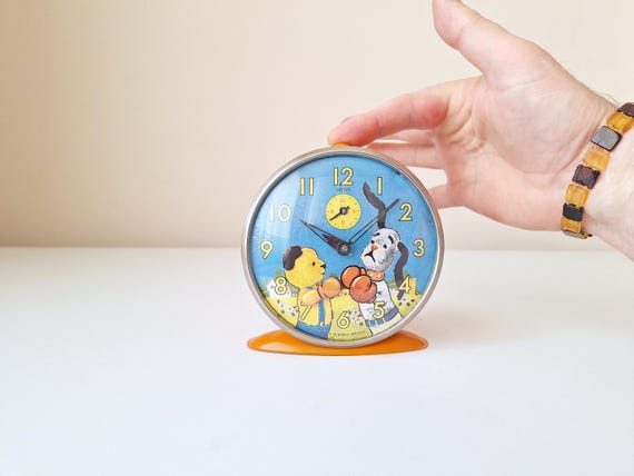 Antique Smiths Sooty and Sweep Alarm Clock, 1950s Collector's