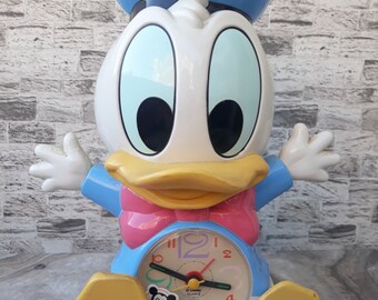 ドナルドダック　目覚まし時計 希少な1980年代のウォルト・ディズニー製ドナルドダック目覚まし時計