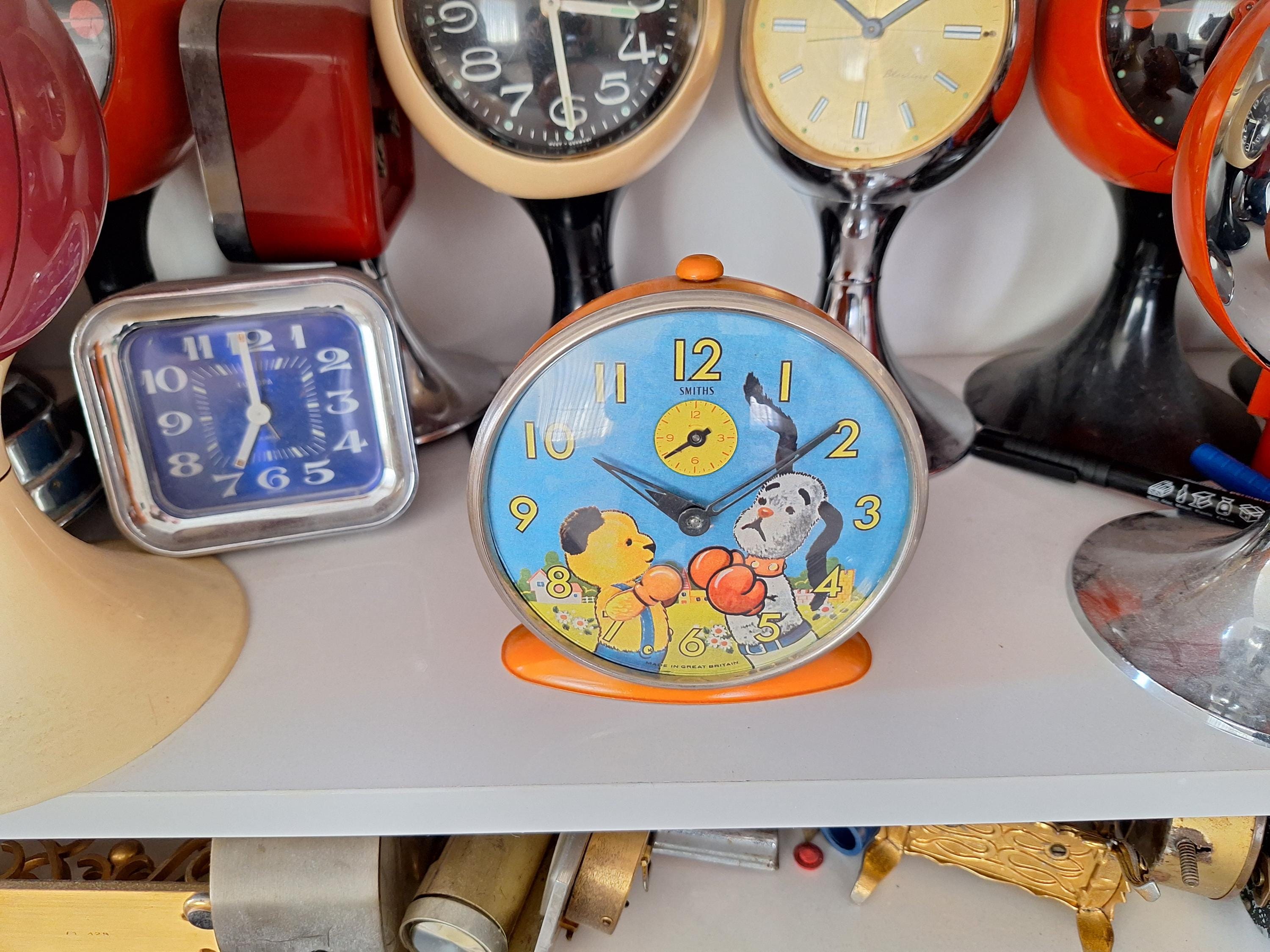 Antique Smiths Sooty and Sweep Alarm Clock, 1950s Collector's