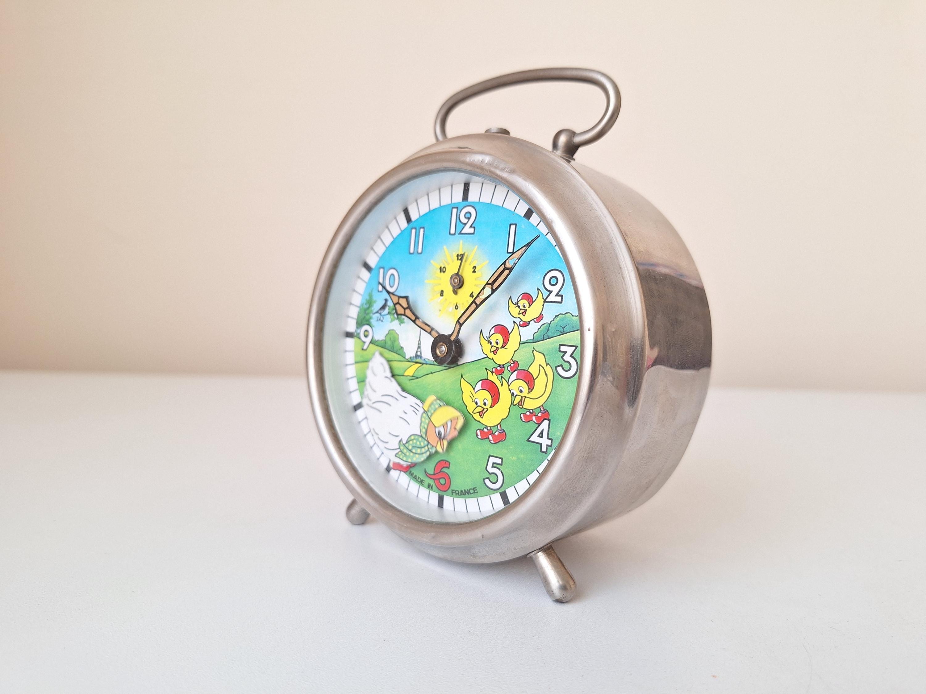 Antique Very Rare French JAZ Chicken Alarm Clock, 1950s Working
