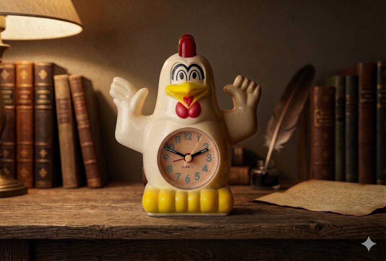 1980年代のヴィンテージチキン目覚まし時計：雄鶏が鳴く - Etsy 日本