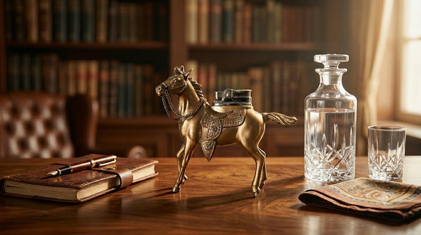 Antique Metal Horse Table Lighter: Vintage Office Decor - Etsy