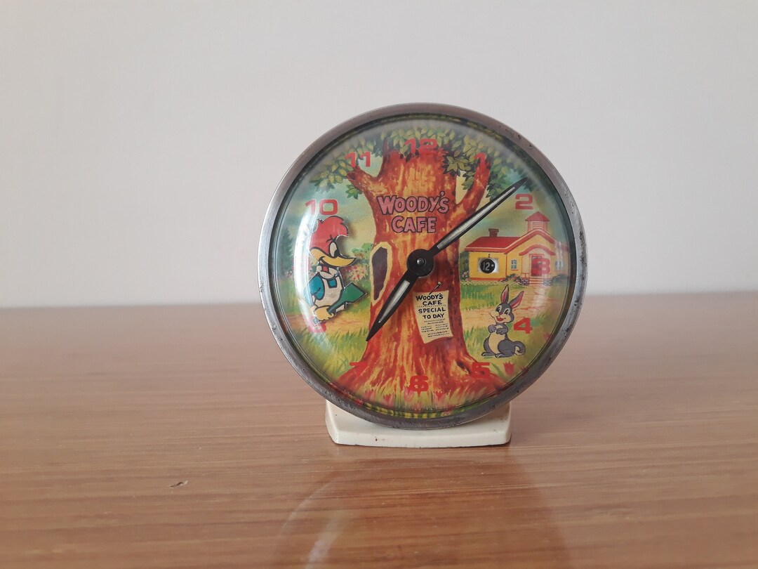 Antique Rare Animated Woodpecker Alarm Clock, Woodpecker Clock, Woody's