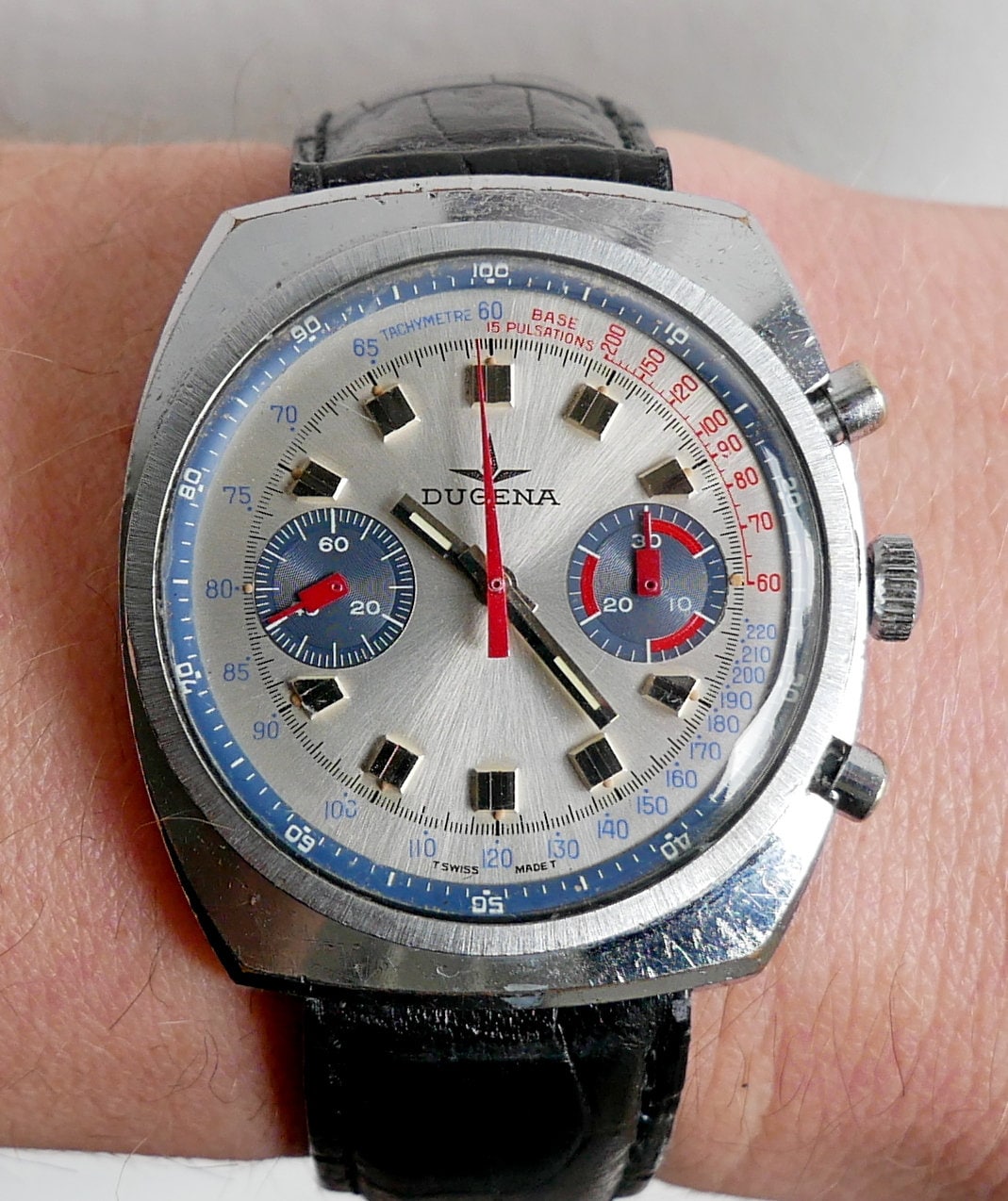 Dugena Chronograph Pulsations pulsometer Blue Panda Dial Etsy Canada