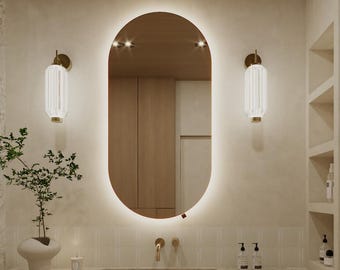 Oval LED Bathroom Mirror – Vertical Backlit Vanity Wall Mirror – Made Europe