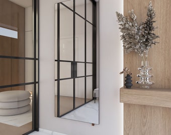 Black Aluminum Frame Mirror – Minimalist Industrial Wall Mirror – Made in Europe