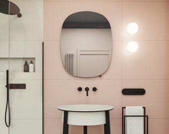 Rounded Rectangle Belgian Glass Mirror, Premium Bathroom Wall Decor