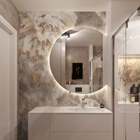 מראה מעוגת חצי מעגל חותכת את מעגל LED, насеннноוה зеркало, зеркало с подетой, зеркало д ваннойדיר, о премиу-каса andhome®