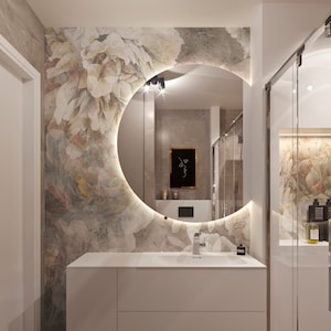Semicircle Mirror Cut Circle LED Wall Mirror Illuminated Mirror