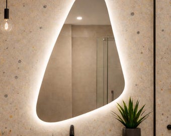 Irregular LED Bathroom Mirror – Organic Asymmetrical Backlit Vanity Mirror – Made in Europe