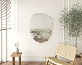 Japandi Irregular Mirror, Asymmetric Organic Wall Decor