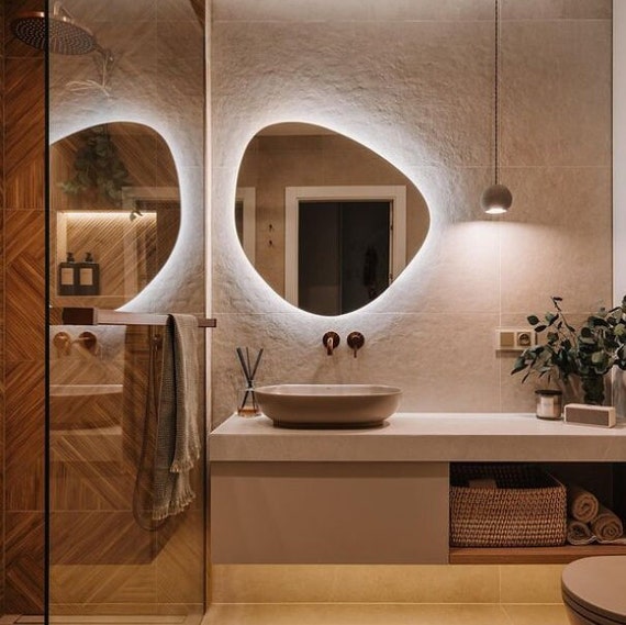 Round Wall Mirror Bathroom Vanity Black Circle Mirror Modern Premium Metal  Frame