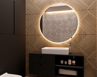 Mirror round led, wall mirror, LED illuminated mirror, bathroom mirror, round mirror, modern mirror, premium mirror, mirror design