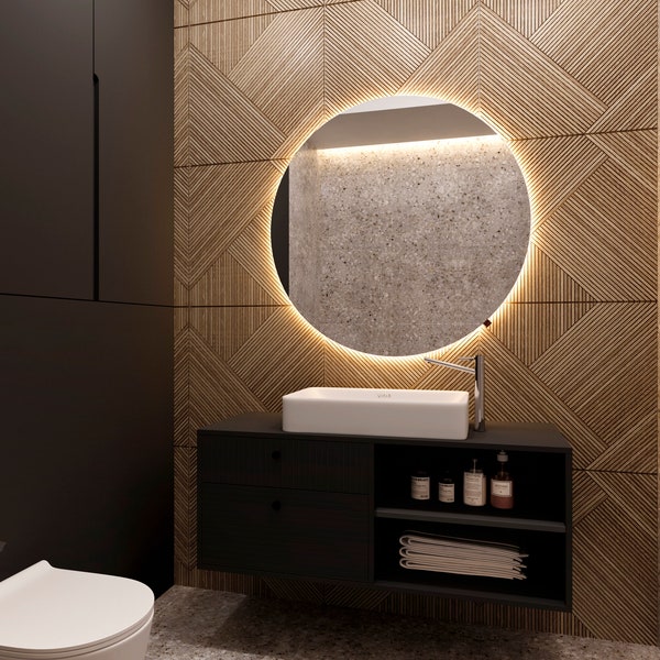 Miroir rond led, miroir mural, miroir lumineux led, miroir salle de bain, miroir rond, miroir moderne, miroir haut de gamme, design miroir