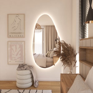 Irregular Shape LED Mirror with Backlight – Handcrafted Modern Decorative Mirror for Bathroom and Hallway
