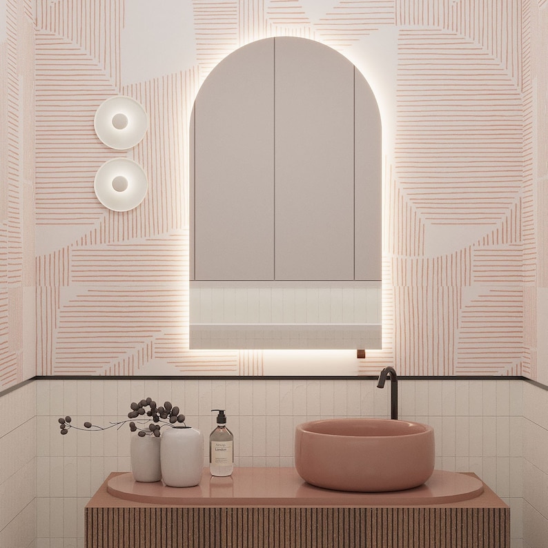 Miroir demi-cercle rond LED, miroir mural, miroir lumineux, miroir de salle de bain, miroir rond, miroir moderne, miroir haut de gamme ADDHome® image 1