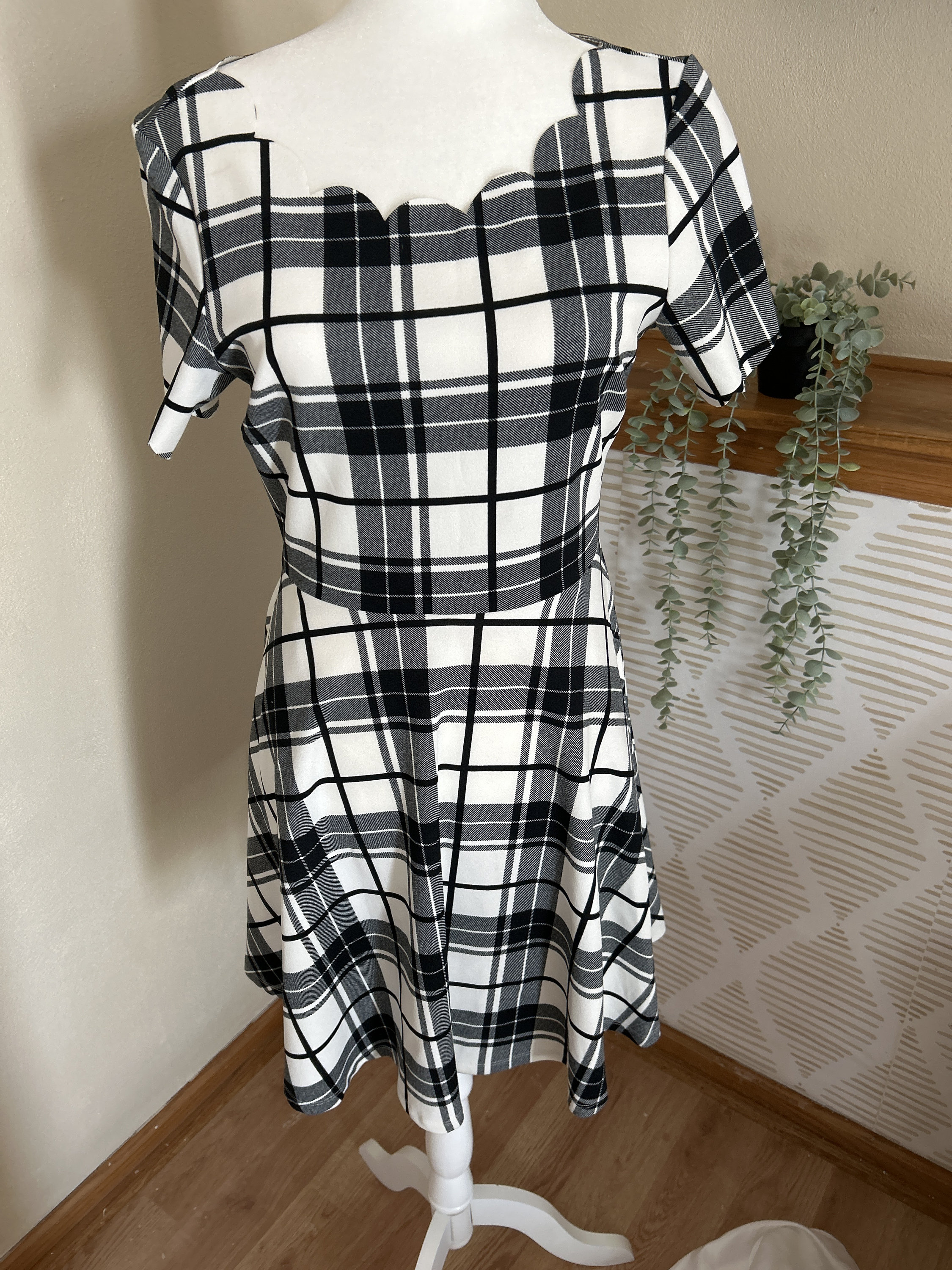 Black and White Plaid Dress Etsy UK