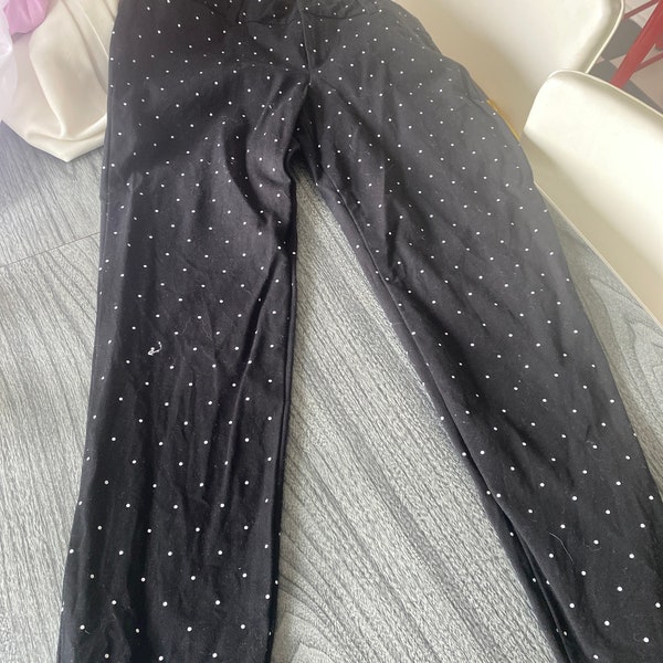 Black cigarette pants with white polka dots