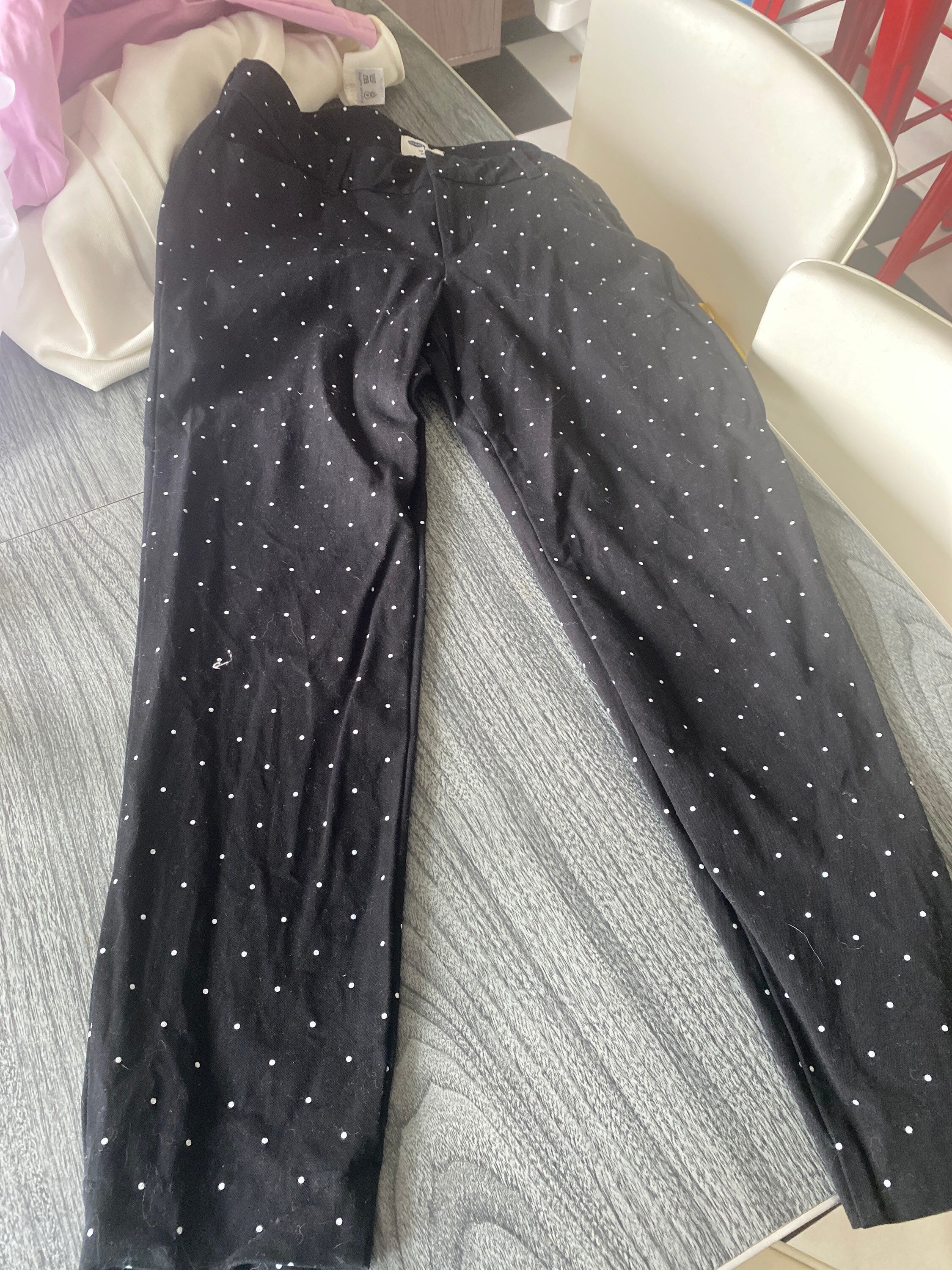 Black Cigarette Pants With White Polka Dots