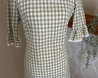Green and white checked true vintage dress