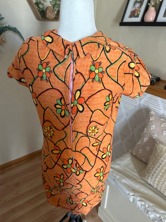 Orange colored mini dress - image 4