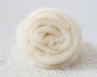 Ivory Carded Wool Batt