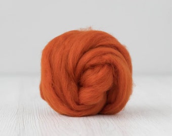 Pumpkin- Fine Merino Wool Roving 'Tops'